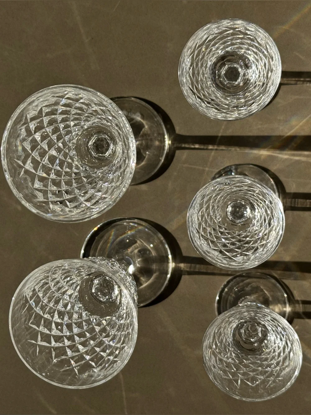 Waterford Alana Crystal Stemware Set 5 Sherry Cordial Glasses Signed